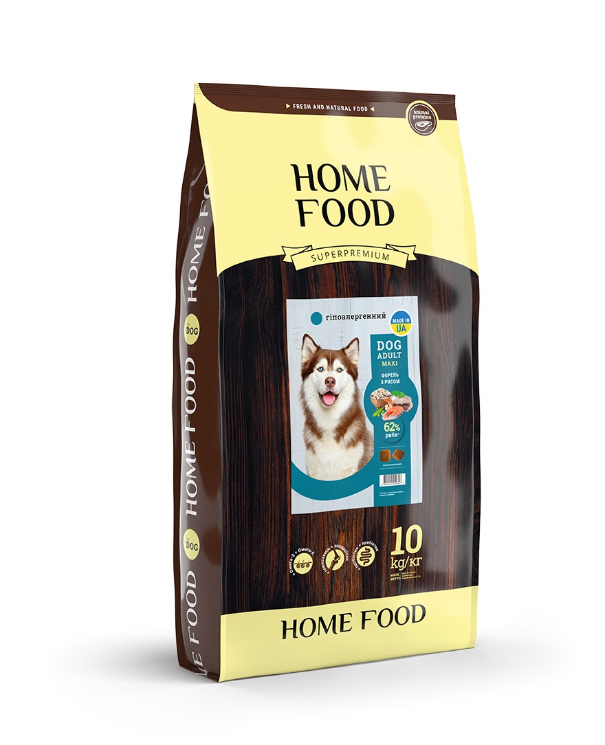 ТМ "Home Food" Корм DOG ADULT MAXI Гіпоалергенний «Форель з рисом та овочами » і (10 кг)